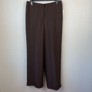 NWT Sarah B Studio Womens Brown Pinstripe Dress Pants Size 10